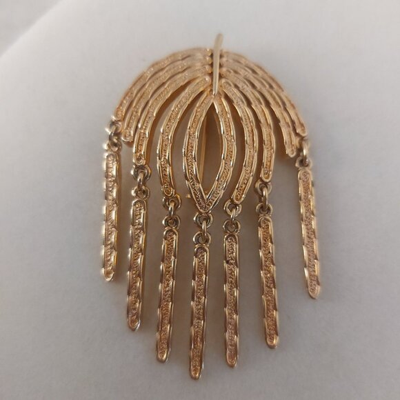 Sarah Coventry Brooch Vintage Mid Century Modern Gold Tone Articulated Sunburst - Picture 3 of 14